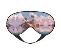 Masque de sommeil en satin imprimé paysage d'île et masque pour les yeux | Masques de sommeil profond pour homme et femme | Masque de sommeil doux pour nourrir la peau