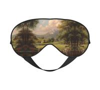 Masque de sommeil en satin imprimé paysage pastoral et masque pour les yeux | Masques de sommeil profond pour homme et femme | Masque de sommeil doux pour nourrir la peau