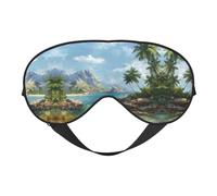 Masque de sommeil en satin imprimé paysage tropical et masque pour les yeux | Masques de sommeil profond pour homme et femme | Masque de sommeil doux pour nourrir la peau