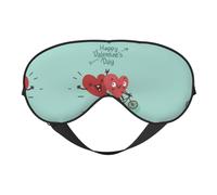 Masque de sommeil en satin imprimé Two Hearts Fall in Love On Bicycle | Masque de sommeil profond pour homme et femme | Masque de sommeil doux pour nourrir la peau