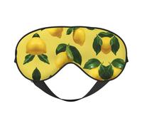 Masque de sommeil en soie à imprimé citron avec sangle réglable - Masque doux pour les yeux, pour bloquer les lumières, le sommeil, les voyages, la sieste, la méditation