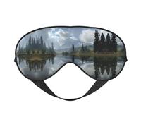 Masque de sommeil en soie à imprimé lac réfléchissant avec sangle réglable - Masque doux pour les yeux - Pour bloquer les lumières, le sommeil doux, les voyages, la sieste, la méditation