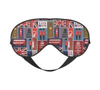 Masque de sommeil en soie avec boucle réglable et imprimé symboles de l'Angleterre pour femme pour voyage, sieste, travail, bureau