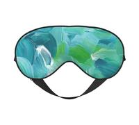 Masque de sommeil en soie avec boucle réglable et motif peinture à l'huile bleue pour femme pour voyage, sieste, travail, bureau