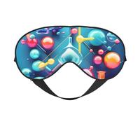 Masque de sommeil en soie avec illustration abstraite, science, chimie, illustration 3D, masque doux pour les yeux avec sangle réglable, confortable pour voyage, bureau, sieste
