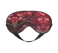Masque de sommeil en soie avec imprimé fleurs de cerisier - Bandeau élastique pour les yeux - Pour la nuit - Pour homme et femme
