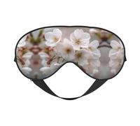 Masque de sommeil en soie avec imprimé fleurs de cerisier - Bandeau élastique pour les yeux - Pour la nuit - Pour homme et femme