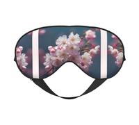 Masque de sommeil en soie avec imprimé fleurs de cerisier - Bandeau élastique pour les yeux - Pour la nuit - Pour homme et femme