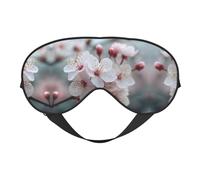 Masque de sommeil en soie avec imprimé fleurs de cerisier - Bandeau élastique pour les yeux - Pour la nuit - Pour homme et femme
