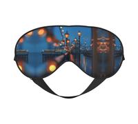 Masque de sommeil en soie avec imprimé lumières - Bandeau élastique pour les yeux - Bandeau de nuit en satin doux - Pour la sieste de voyage - Pour homme et femme