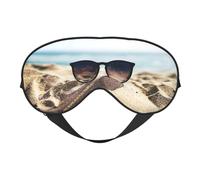 Masque de sommeil en soie avec imprimé lunettes de soleil - Bandeau élastique - Pour la nuit - Pour homme et femme