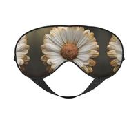 Masque de sommeil en soie avec imprimé marguerites de couleur neutre - Bandeau élastique pour les yeux - Pour la nuit - Pour homme et femme
