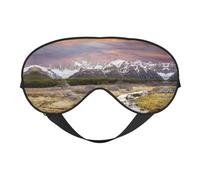 Masque de sommeil en soie avec imprimé montagne pittoresque - Bandeau en satin doux - Sangle élastique - Fard à paupières de nuit - Pour la sieste de voyage - Pour homme et femme
