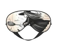Masque de sommeil en soie avec imprimé sorcière d'Halloween et sangle réglable confortable pour voyage bureau sieste