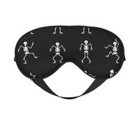 Masque de sommeil en soie avec imprimé squelette intéressant et doux avec sangle réglable confortable pour le voyage ou la sieste au bureau
