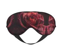 Masque de sommeil en soie avec motif gouttes de rosée sur fond rouge et bandeau élastique pour la nuit pour homme et femme