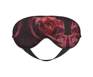 Masque de sommeil en soie avec motif gouttes de rosée sur fond rouge et bandeau élastique pour la nuit pour homme et femme