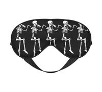 Masque de sommeil en soie avec motif tête de mort squelette articulé pour Halloween avec boucle réglable élégant pour femme, voyage, sieste, travail, bureau