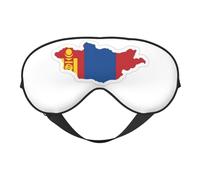 Masque de sommeil en soie de mûrier 100 % naturelle avec motif carte du drapeau de la Mongolie, masque pour les yeux ultra doux pour dormir, voyage, sieste