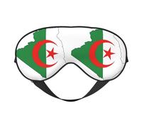 Masque de sommeil en soie de mûrier 100 % naturelle avec motif carte du drapeau de l'Algérie avec couvre-yeux ultra doux pour dormir, voyager, sieste