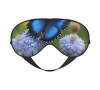 Masque de sommeil en soie de mûrier 100 % naturelle avec motif papillon bleu, couvre les yeux ultra doux pour dormir, voyager, sieste