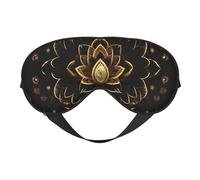 Masque de sommeil en soie de mûrier 100 % naturelle avec motifs de lotus dorés et ultra doux pour dormir, voyage, sieste