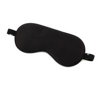 Masque de sommeil en soie de mûrier pour adulte - Bandeau doux pour les yeux - Bandeau élastique - Noir - 1 pièce