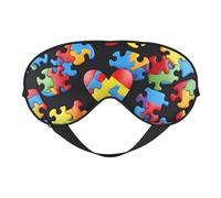 Masque de sommeil en soie douce pour la sensibilisation à l'autisme - Motif cœur - Pour homme et femme - Impression double face