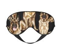 Masque de sommeil en soie imprimé berger allemand avec boucle réglable - Masque élégant pour les yeux pour femme - Pour voyage, sieste, travail, bureau