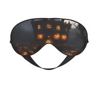 Masque de sommeil en soie imprimé citrouille d'Halloween avec boucle réglable pour les yeux élégant pour femme, voyage, sieste, travail, bureau