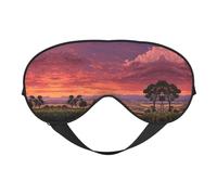 Masque de sommeil en soie imprimé coucher de soleil avec sangle réglable - Masque doux pour les yeux - Pour bloquer les lumières, le sommeil doux, les voyages, la sieste, la méditation