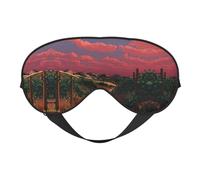 Masque de sommeil en soie imprimé coucher de soleil avec sangle réglable - Masque doux pour les yeux - Pour bloquer les lumières, le sommeil doux, les voyages, la sieste, la méditation
