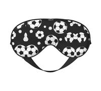Masque de sommeil en soie imprimé football noir avec sangle réglable - Masque doux pour les yeux - Pour bloquer les lumières, le sommeil doux, les voyages, la sieste, la méditation