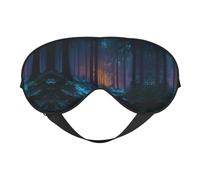 Masque de sommeil en soie imprimé forêt avec sangle réglable - Masque doux pour les yeux - Pour bloquer les lumières - Pour un sommeil doux - Voyage, relaxation, sieste et méditation