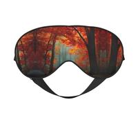 Masque de sommeil en soie imprimé forêt d'érable d'automne avec sangle réglable - Masque doux pour les yeux, pour bloquer les lumières, le sommeil doux, les voyages, la sieste, la méditation