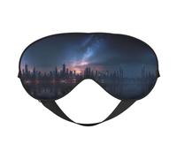 Masque de sommeil en soie imprimé horizon de nuit avec sangle réglable - Masque doux pour les yeux - Pour bloquer les lumières, le sommeil doux, les voyages, la sieste, la méditation
