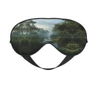 Masque de sommeil en soie imprimé marais avec sangle réglable - Masque doux pour les yeux - Pour bloquer les lumières, le sommeil doux, les voyages, la sieste, la méditation