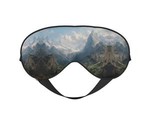 Masque de sommeil en soie imprimé montagnes célèbres avec sangle réglable - Masque doux pour les yeux - Pour bloquer les lumières, le sommeil doux, les voyages, la sieste, la méditation