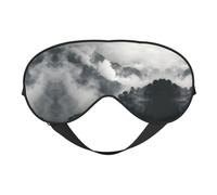 Masque de sommeil en soie imprimé nuage et brume avec sangle réglable - Masque doux pour les yeux - Pour bloquer les lumières, le sommeil doux, les voyages, la sieste, la méditation