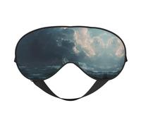 Masque de sommeil en soie imprimé océan avec sangle réglable - Masque doux pour les yeux, pour bloquer les lumières, le sommeil doux, les voyages, la sieste, la méditation