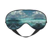 Masque de sommeil en soie imprimé océan avec sangle réglable - Masque doux pour les yeux, pour bloquer les lumières, le sommeil doux, les voyages, la sieste, la méditation