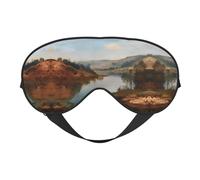 Masque de sommeil en soie imprimé paysage de lac avec sangle réglable - Masque doux pour les yeux, pour bloquer les lumières, le sommeil doux, les voyages, la sieste, la méditation