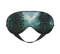 Masque de sommeil en soie imprimé paysage forestier avec sangle réglable - Masque doux pour les yeux, pour bloquer les lumières, le sommeil doux, les voyages, la sieste, la méditation