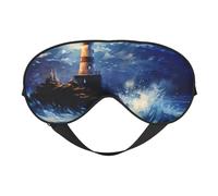 Masque de sommeil en soie imprimé phare doux avec sangle réglable confortable pour voyage bureau sieste