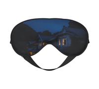 Masque de sommeil en soie imprimé pleine lune dans la nuit avec sangle réglable confortable pour voyage bureau sieste