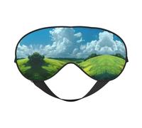 Masque de sommeil en soie imprimé prairie d'été avec sangle réglable - Masque doux pour les yeux - Pour bloquer les lumières, le sommeil doux, les voyages, la sieste, la méditation