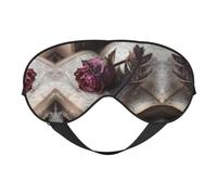 Masque de sommeil en soie imprimé rose séchée avec sangle réglable - Masque doux pour les yeux - Pour bloquer les lumières, le sommeil doux, les voyages, la sieste, la méditation