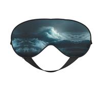 Masque de sommeil en soie imprimé vagues de l'océan avec sangle réglable - Masque doux pour les yeux, pour bloquer les lumières, le sommeil doux, les voyages, la sieste, la méditation
