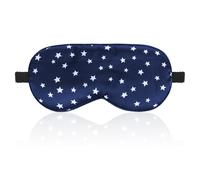 Masque de sommeil en soie pure avec sangle réglable - Occultant - Confortable - Doux - Aide au sommeil - Pour la qualité du sommeil - Bloque la lumière - Bleu marine