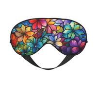 Masque de sommeil en verre teinté à fleurs pour homme et femme - Masque pour les yeux double face avec sangle réglable, doux au toucher soyeux, bloque la lumière et respirant pour voyage, sieste